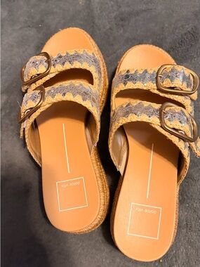 Dolce Vita Yellow Buckle Espadrille Slide platform sandals